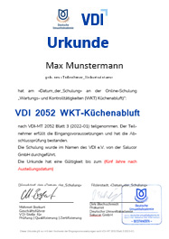 Zertifikat der VDI 2052 Schulung