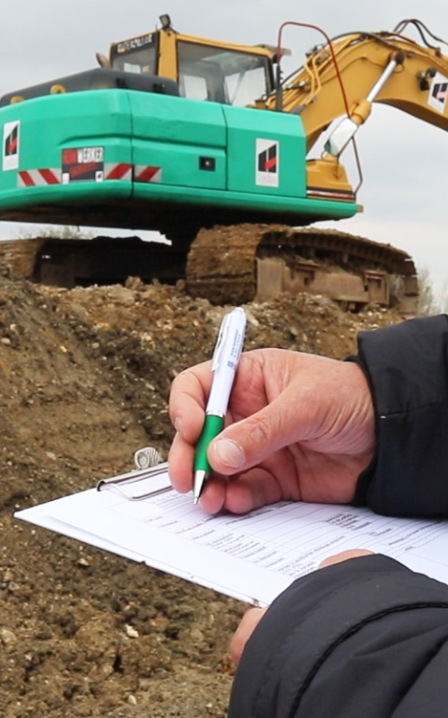 Probenahmeprotokoll auf der Baustelle.