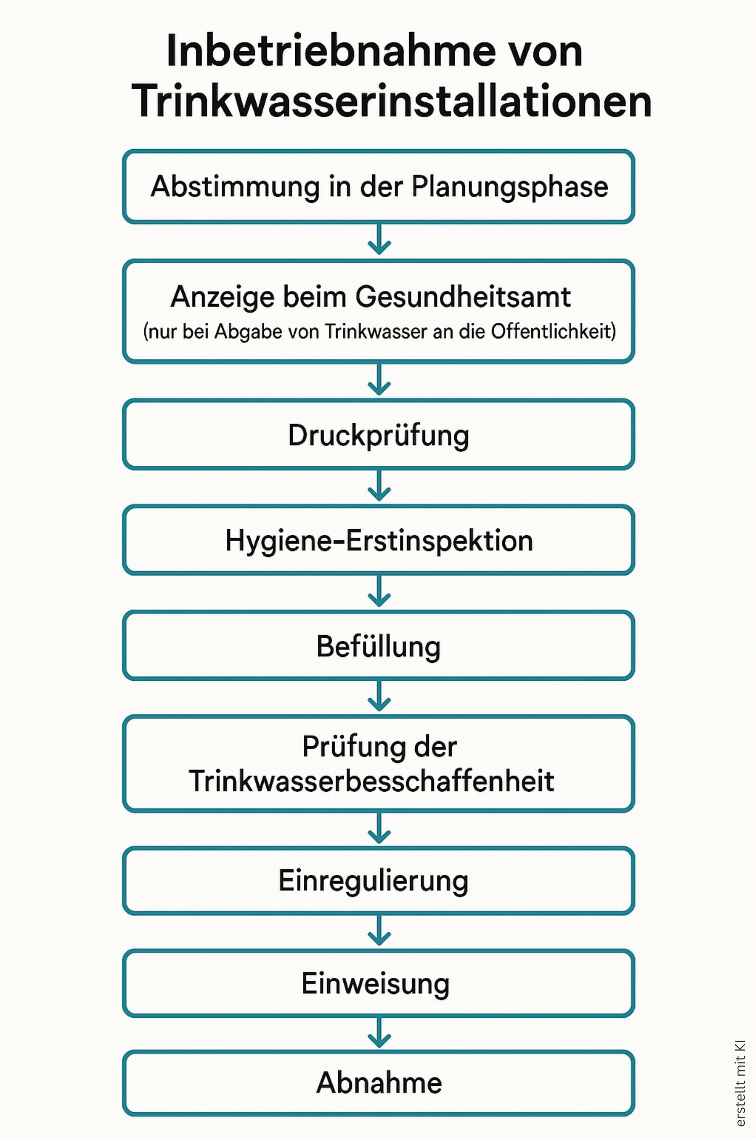 Schaubild zur Inbetriebnahme von Trinkwasser-Installationen