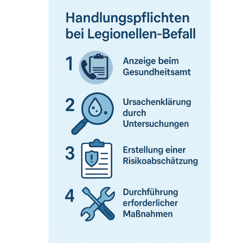 Infografik: Handlungspflichten bei Legionellen-Befall