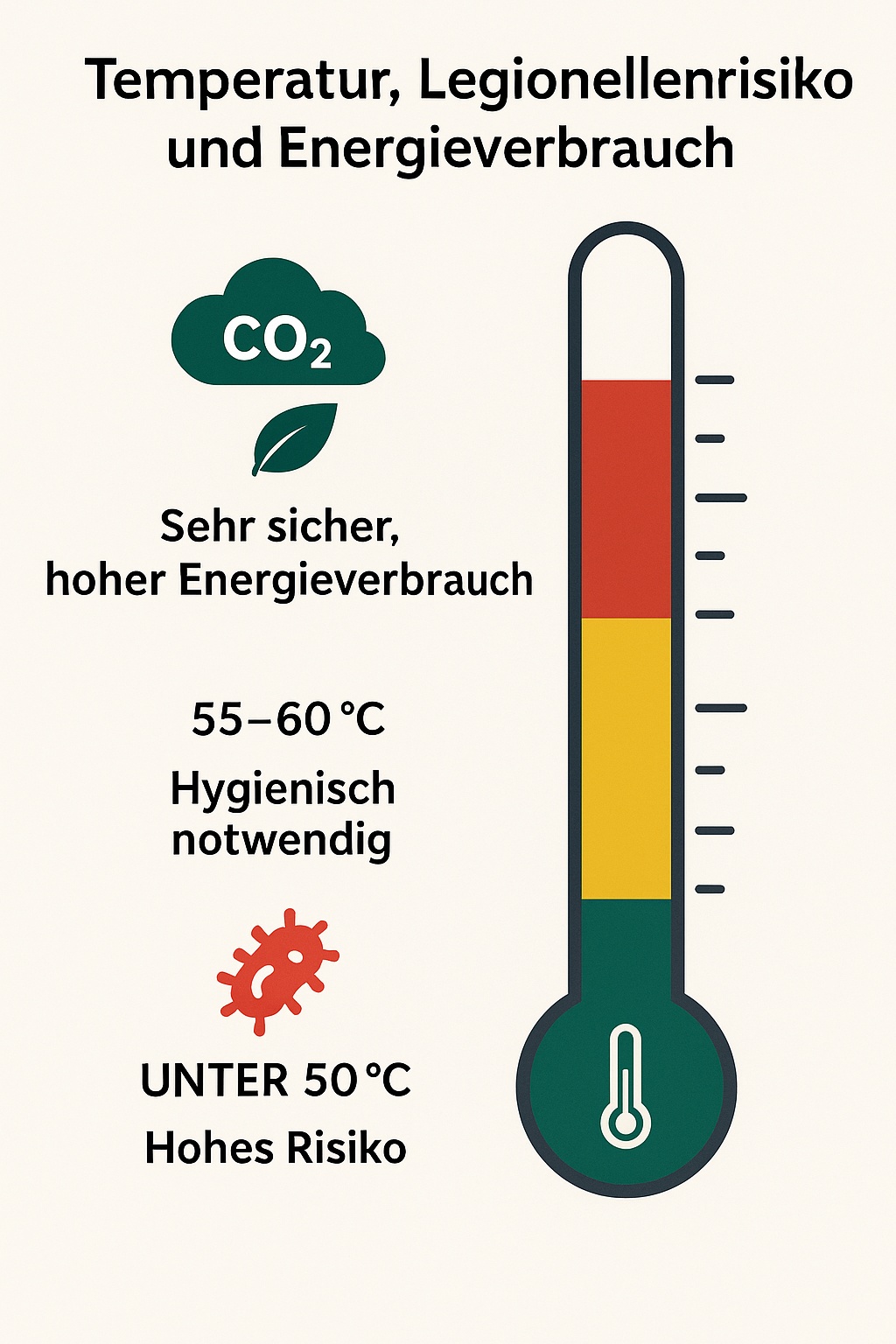 Infografik: Temperatur, Legionellen und Energie