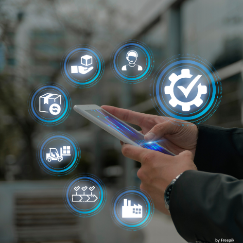 Verschiedene Sicherheitsicons, die um ein Handy herumschweben.