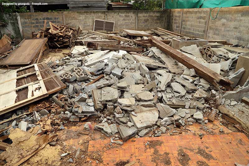 Bauschutt auf Baustelle