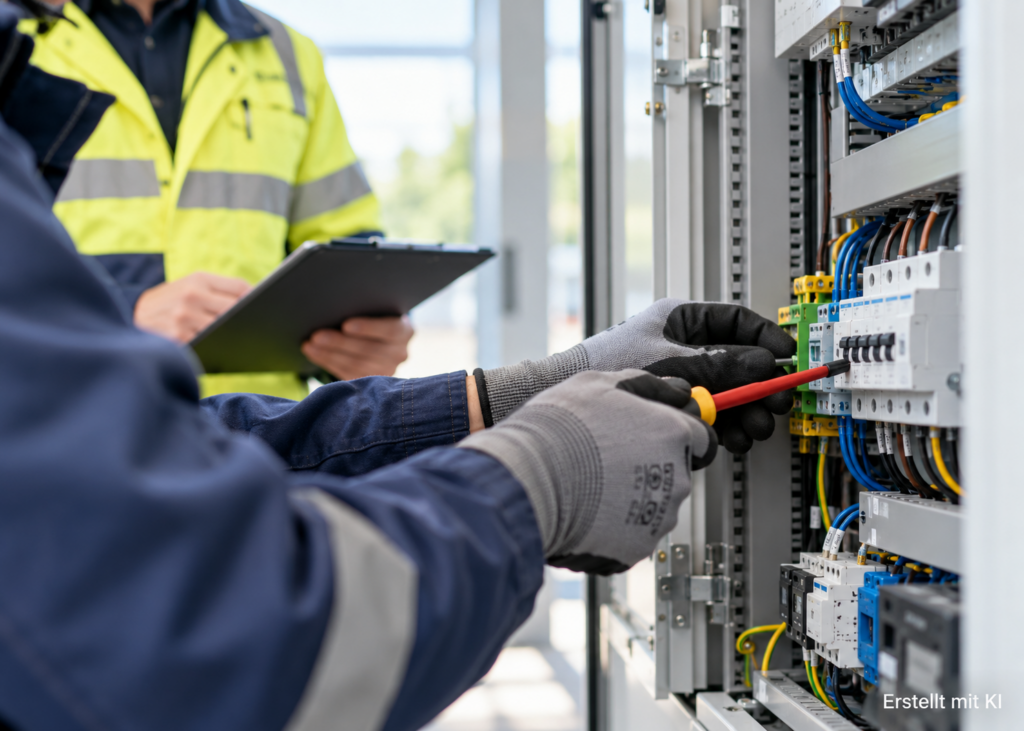 EuP Arbeit unter Aufsicht einer Elektrofachkraft an einer elektrischen Anlage.
