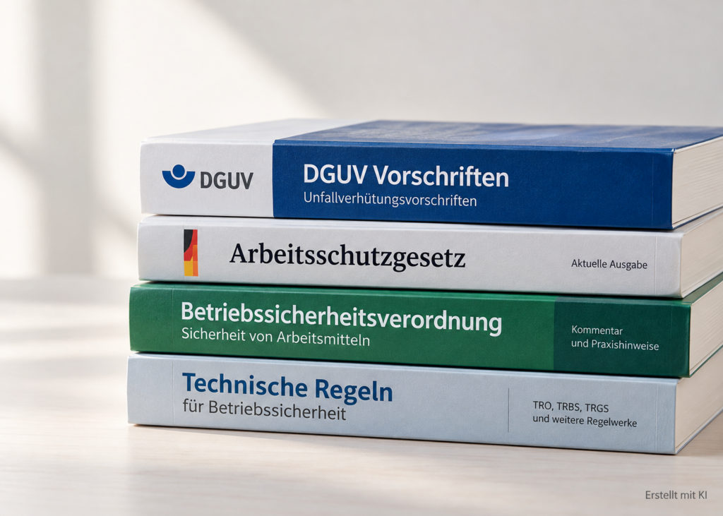 Gesetzesbücher zu Arbeitsschutz und DGUV für die Elektrotechnisch unterwiesene Person DGUV.